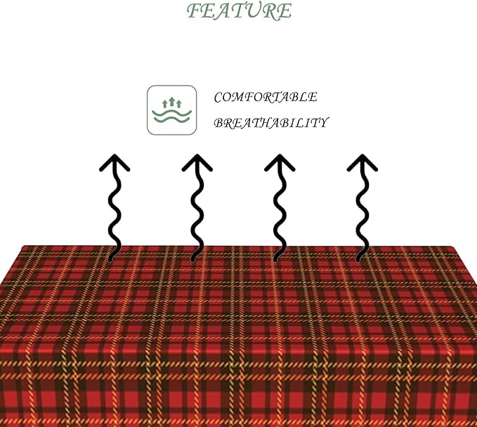 54x78 Inch Christmas Theme Rectangle Tablecloth Red Plaid Winter Folklore Table Cloth Washable Durable Table Cover for Kitchen Dining Banquet Ugly Christmas Sweater Party Decor