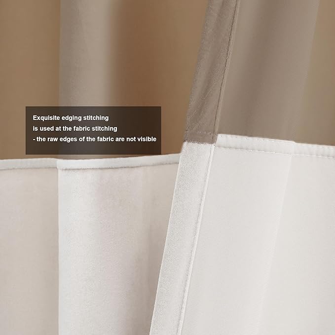 Velvet Curtains for Living Room Champagne Ivory 102 inches Long,2 Panels Blackout Curtains Modern Color Block Back Tab Rod Pocket Soundproof Drapes for Bedroom Window Decor