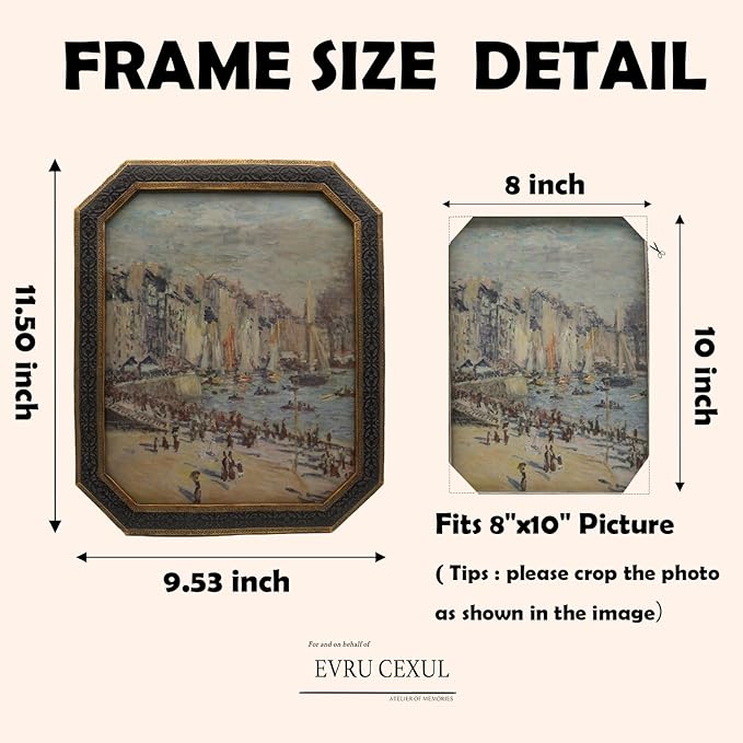 8x10 Vintage Picture Frame - Elegant Antique Frames 8x10 With Glass Front, Fancy Ornate Antique Bronze Gold Frame 8 X 10 For Tabletop And Wall Mounting, Victorian Photo Frames For Walls Hanging