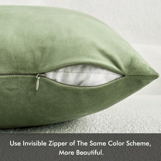 MIULEE Pack of 2 Sage Green Pillow Covers 12x20 Inch Decorative Velvet Throw Pillow Covers Modern Soft Couch Throw Pillows Farmhouse Home Decor for Spring Sofa Bedroom Living Room