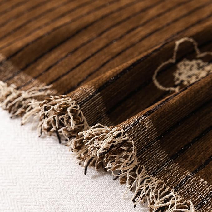 ROOMLIFE Boho Couch Covers Brown for 3 Cushion Sofa, Chenille Couch Cover Sectional Sofa Cover for Dog, Washable Furniture Sofa Protector Cover Soft Blanket with Tassel for Living Room, 71 '' X 150''