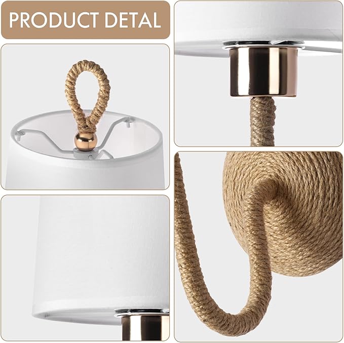 Set of 2 Boho Wall Sconce Lamps – Wireless Cordless LED Wall Lights with Remote, Rechargeable 5000mAh Battery Operated Rattan Gold Light Fixtures for Bedroom, Living Room, Bathroom, or Bedside
