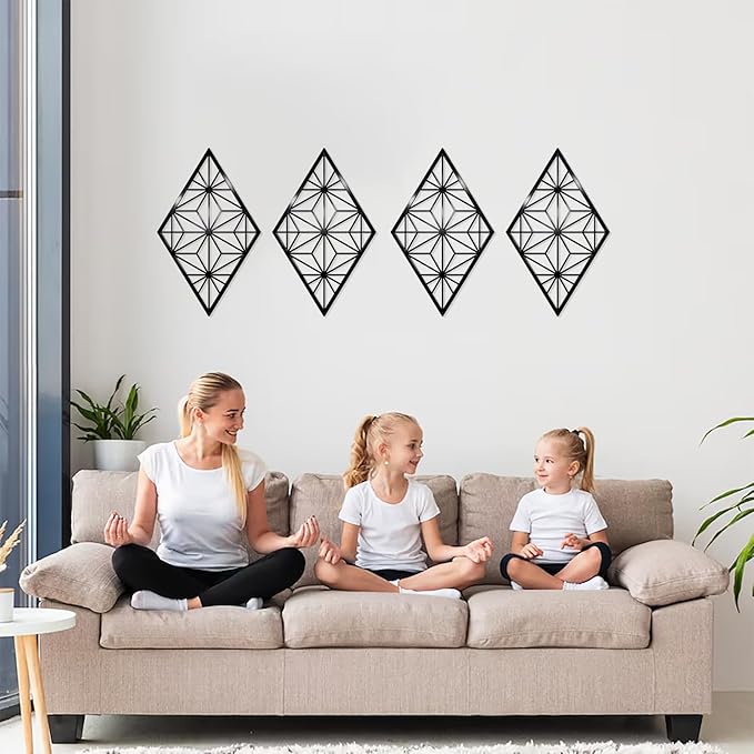 DUOOLN 2 Pcs Abstract Metal Wall Art, Minimalist Single Line Art Iron Hanging Picture, Modern Geometrical Metal Wall Sculptures Sign, For Living Room Bedroom Bathroom Study Room Home Decor- Black