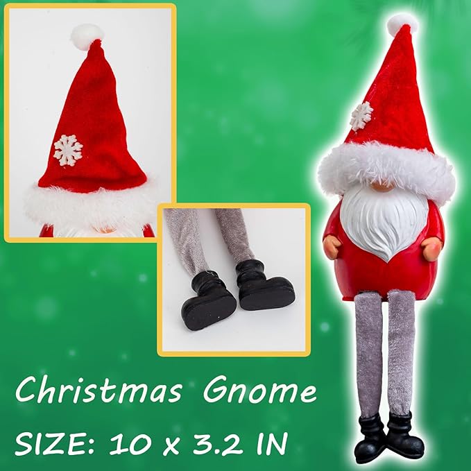 Resin Christmas Gnomes Decoration - 2PCS Xmas Long Dangle Leg Winter Gnomes Handmade, Gift Swedish Scandinavian Santa Claus Collectible Figurines for Home Table Ornament, Tiered Tray Decor