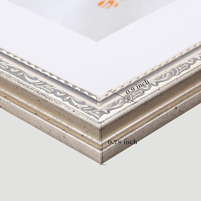 eletecpro 4x6 Picture Frames Set of 2, Vintage Photo Frames with Glass, Display 3.5x5 Photo with Mat or 4x6 without Mat for Tabletop or Wall Decor, Silver Beige