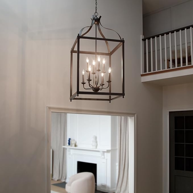 Kichler Larkin 47.75" Foyer Pendant Light in Olde Bronze®, 8-Light Oversized Pendant, (47.75" H x 24" W), 42591OZ