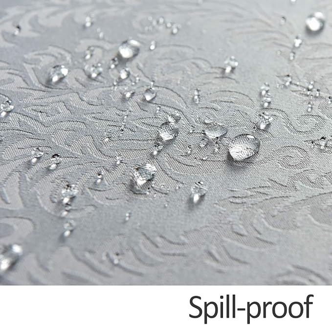 maxmill Jacquard Tablecloth Damask Design Water Resistance Antiwrinkle Heavy Weight Soft Table Cloth for Buffet Banquet Parties Event Holiday Dinner Rectangle 60 x 84 Inch Light Grey