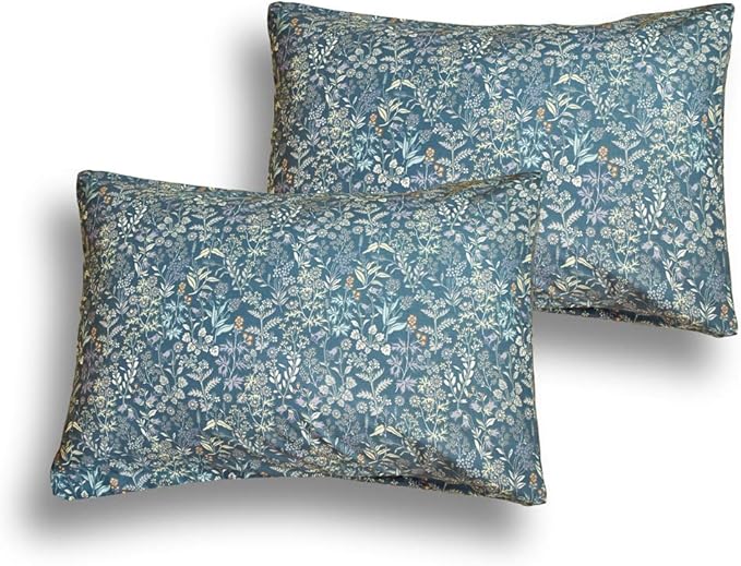 mixinni Small Blue Flower Duvet Cover Full Garden Style Floral Duvet Comforter Cover Soft Cotton Bedding Set with Zipper Closure 4 Corner Ties for Girls-Full Size