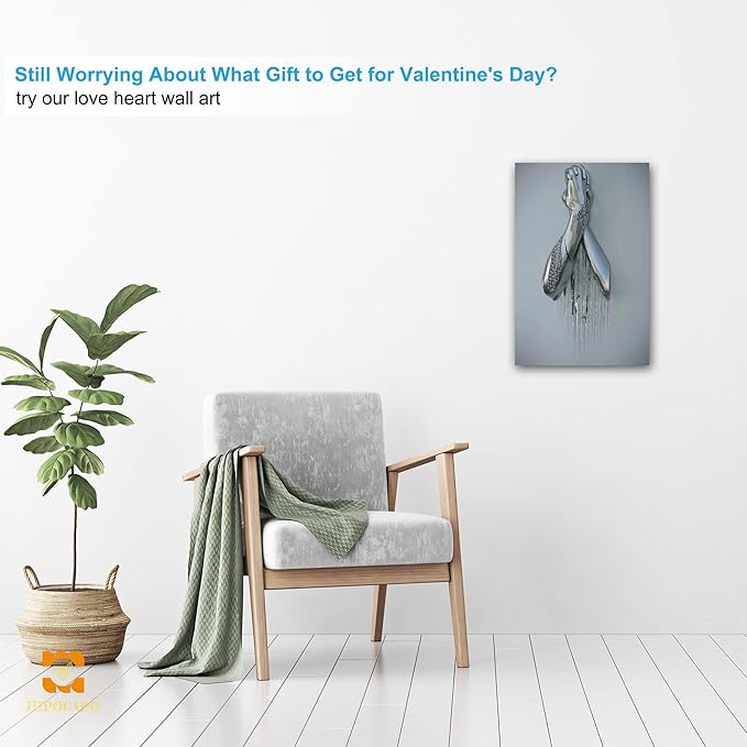 3D Wall Art Decor Artwork - 3D Metal Effect Wall Art hands clasped for Modern Wall Art, Large Wall Art for Bedroom Dercorations Framed 12”x18”x1Pcs