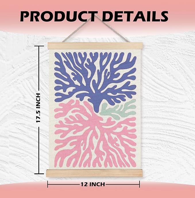 ignytiger Coastal Pink and Blue Coral Meet Me at the Beach Wall Art Poster Framed, Beach House Decor, Coastal Beachy Canvas Wall Art Prints for Home Bedroom Living Room Decor, 12x16 Inches Set of 2