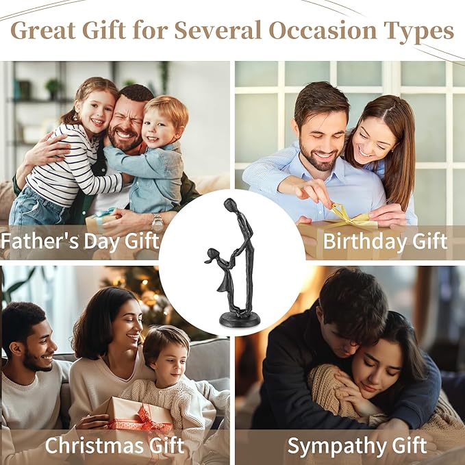 Sziqiqi Figurines Gifts for Father - Dad Daughter Iron Statues Father Daughter Love Sculpture Decoration for Fathers Day Wedding Christmas Birthday Gifts for Dad for Son Husband