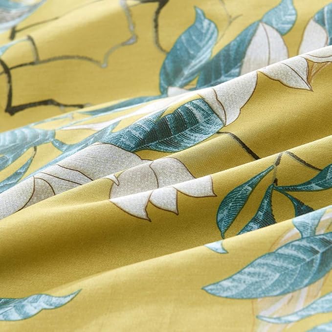 mixinni Duvet Cover California King Size Floral Bird Pattern Cotton Duvet Cover Set with Zipper Closure and Ties for Women and Men, Ultra Soft, Breathable, Easy Care-California King Size