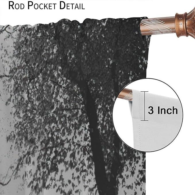 Gothic Halloween Forest Blackout Window Curtains, Scary Crow Forest Gothic Theme Window Treatments Drapes, for Bedroom Living Room 27.5(W)*63(L) 2 Panels