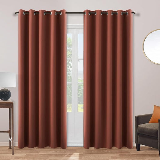 Patio Door Curtain for Sliding Glass Door Fall Home Decorations Blackout Darkening Extra Wide Curtains for 60 62 64 66 Large Window Living Room Bedroom Autumn Decor,Rust Orange,2 Panels,84 Inches Long