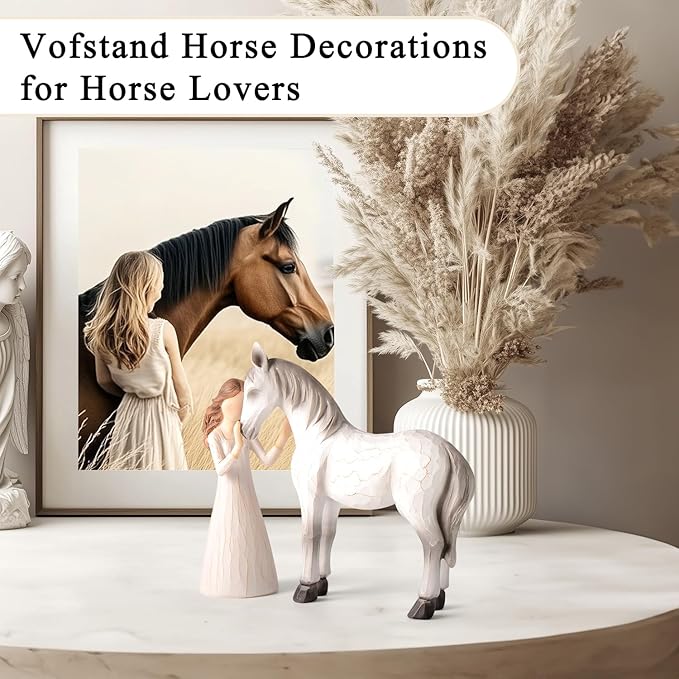 Horse Gifts for Girls Women - Girl Embraces Horses Figurine Gifts for Horse Lovers Women Sculpted Hand-Painted Resin Horses Stuff Cowgirl Equestrian Decor