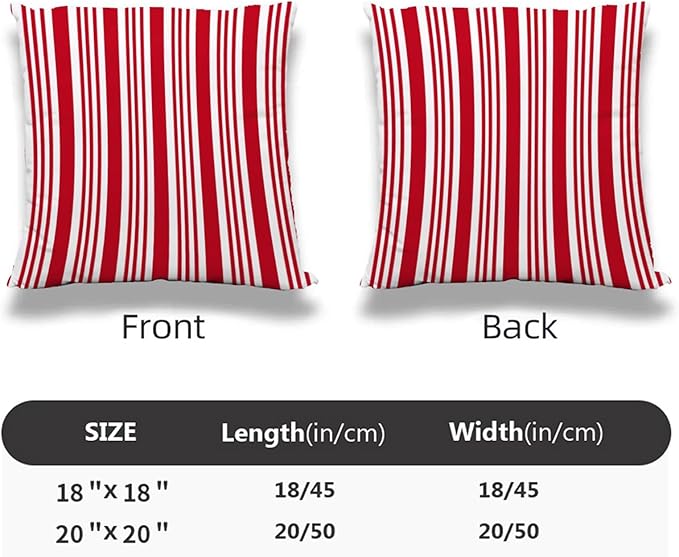Red and White Striped Pillow Covers 18x18 Inch Set of 2 Red Stripes Throw Pillow Cover Lines Texture Square Pillowcase Cushion Cases for Home Couch Bed Sofa