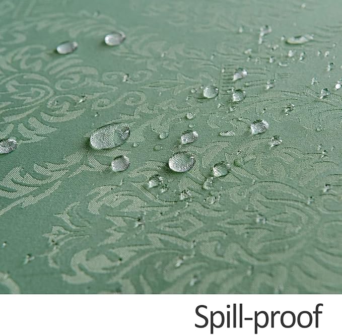maxmill Jacquard Round Table Cloth Damask Design Waterproof Antiwrinkle Heavy Weight Soft Tablecloths for Circular Table Cover and Kitchen Dinning Tabletop Round 70 Inch Sage Green