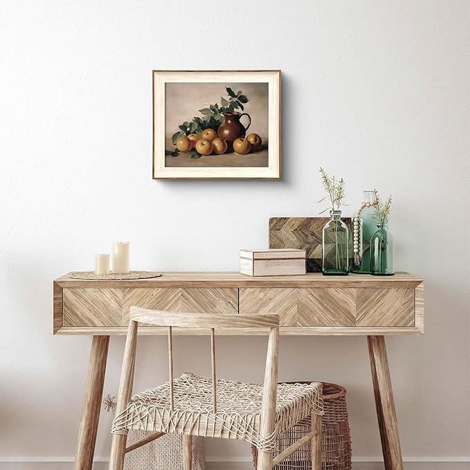 XOCUUI Farmhouse Canvas Vintage Aesthetic Room - Harvest Apples Still Life Oil Painting Artwork Abstract Decor Pictures Prints - Farmhouse Fruit for Bedroom Kitchen 8x10in - Unframed