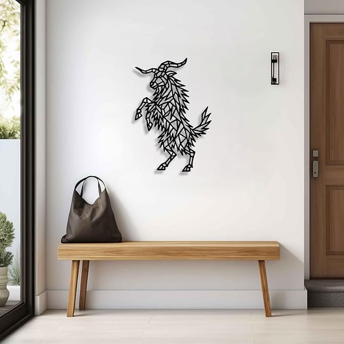 Geometric Animal Metal Wall Art – Modern Polygon Style Metal Wall Decor for Home, Living Room, or Office, Minimalist Wildlife Wall Sculpture, Black Steel Design (Style-7)