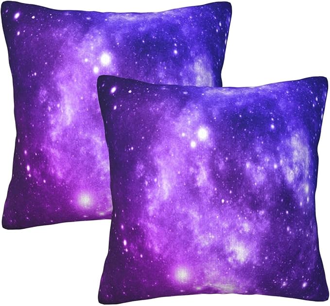Galaxy Star Pillow Covers 18x18 Inch Set of 2 Space Nebula Throw Pillow Cover Starry Sky Stars Square Pillowcase Cushion Cases for Home Couch Bed Sofa