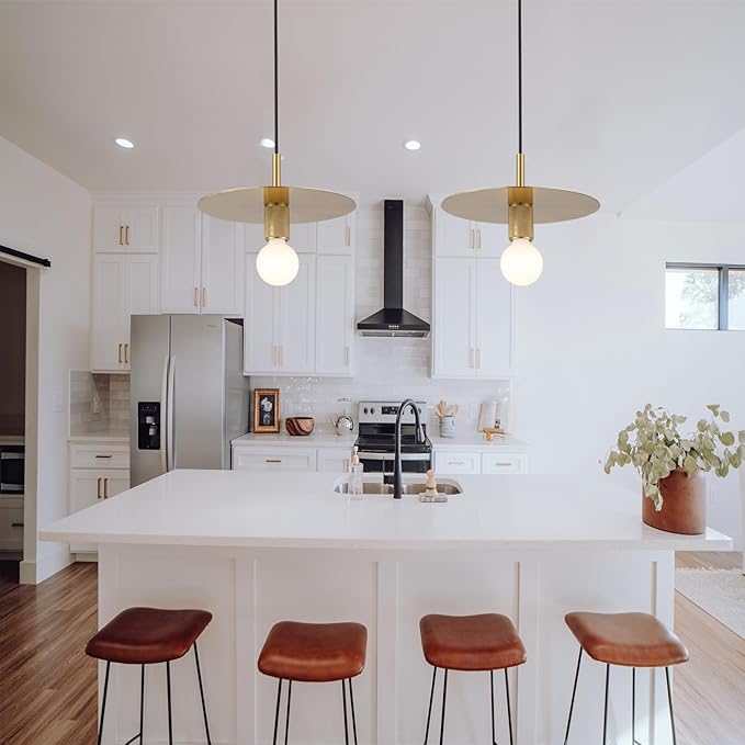 Modern Pendant Lighting Gold Farmhouse Pendant Light 11.81" Brushed Brass Dome Industrial Mid Century Knurled Texture Hanging Lamp Ceiling Light Fixture Kitchen Island Dinning Room Bedroom