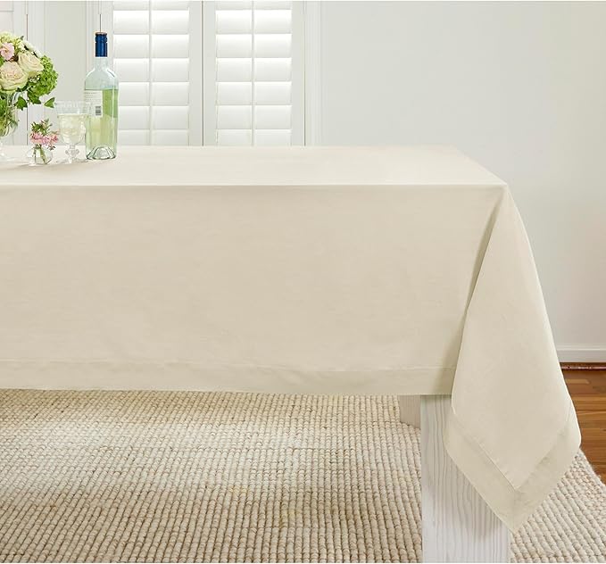 Solino Home Linen Tablecloth for Rectangle Tables 60 x 108 Inch - 100% Pure Linen Birch Table Cloth - Fete, Machine Washable Cloth Tablecloth for Fall, Autumn, Thanksgiving