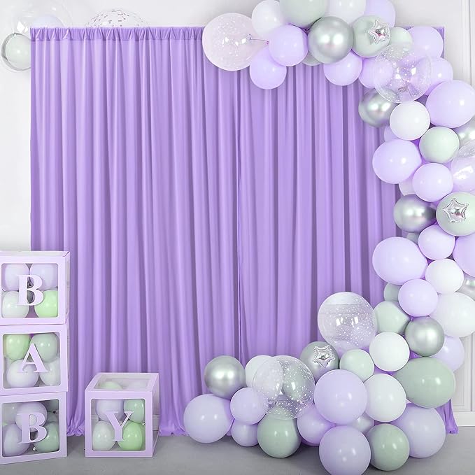 20ft x 10ft Wrinkle Free Lavender Backdrop Curtains for Parties, Polyester Light Purple Photo Backdrop Drapes for Wedding Photography Birthday Party Background Baby Shower