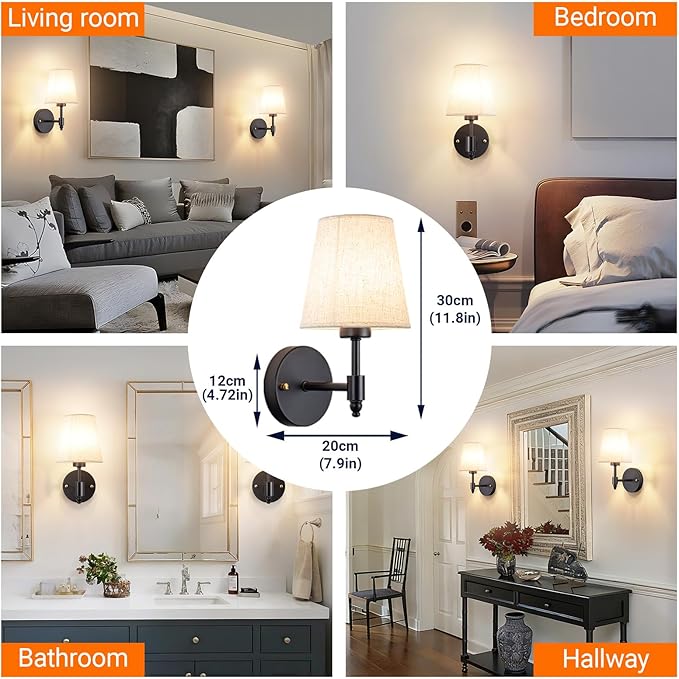 Battery Operated Wall Sconces Set of Two, Indoor Wireless Wall Mounted Lamp with 10000mAh Dimmable Bulb and Remote, RGB Colors Rechargeable Wall Light for Bedroom Living Room Decor