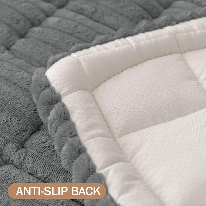 Smiry Couch Cover for Dogs Washable, Non Slip Fuzzy Pet Couch Covers for 3 Cushion Sofa Pet Friendly, Thick Soft Sofa Slipcovers Cushion Protector (Dark Grey, 27.6" x 47")
