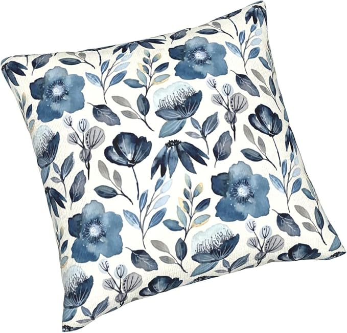 Blue Floral Pillow Covers 20x20 Inch Set of 2 Navy Blue Floral Throw Pillow Cover Chinoiserie Flowers Square Pillowcase Cushion Cases for Home Couch Bed Sofa