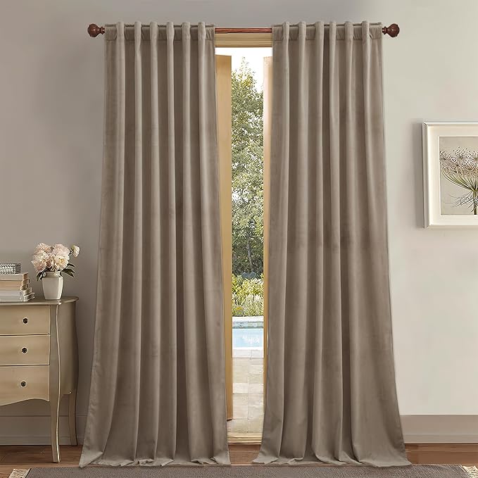 StangH Camel Beige Curtains for Living Room 94 inches Long, Back Tab Heavy Duty Thermal Insulated Curtain Panels for Dining Room/Theater, Neutral Home Decor, W52 x L94, 2 Panels