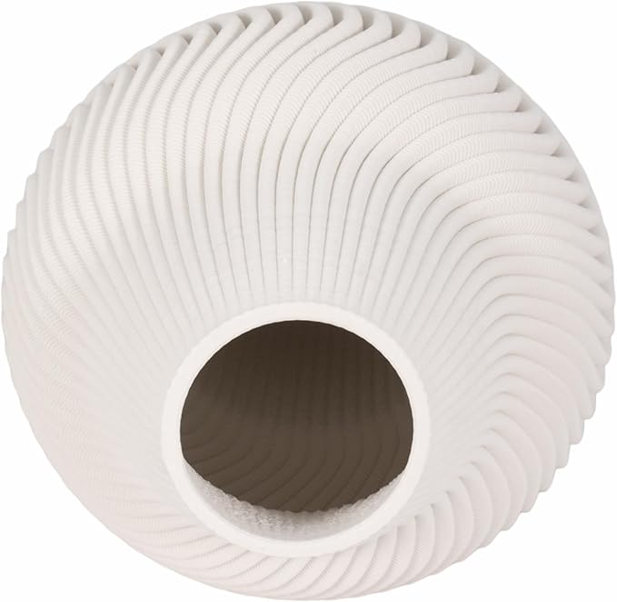 Texture Ceramic Vase for House Decor - 3D Printed Design, Perfect as a Flower Vase for Bedroom, Table, and Office Display - Modern Sculpted Home Accent for Room and Living Room Decor Ivory (14 Inch)