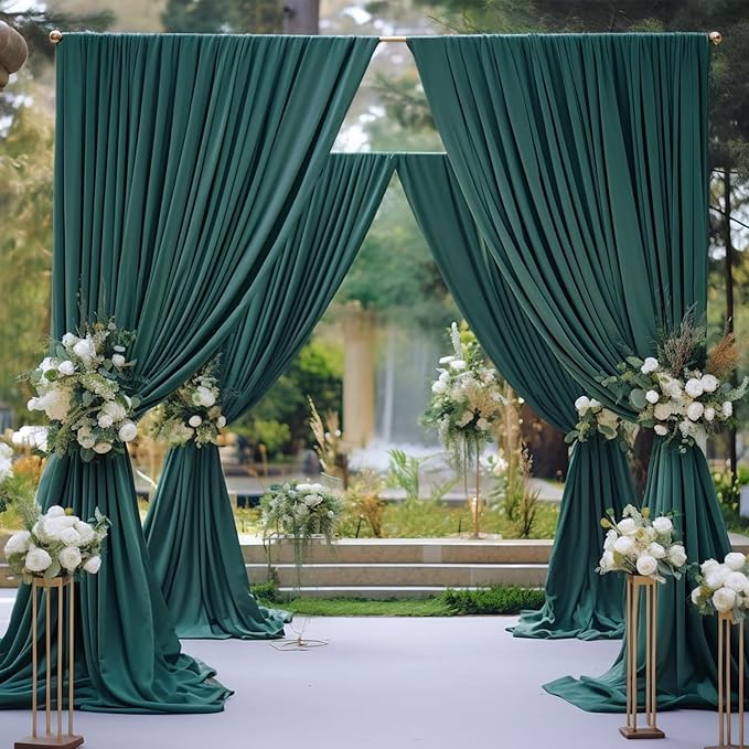 10ft x 10ft Wrinkle Free Hunter Green Backdrop Curtains for Parties, Polyester Photo Backdrop Drapes for Wedding Birthday Party Photography Background Photoshoot