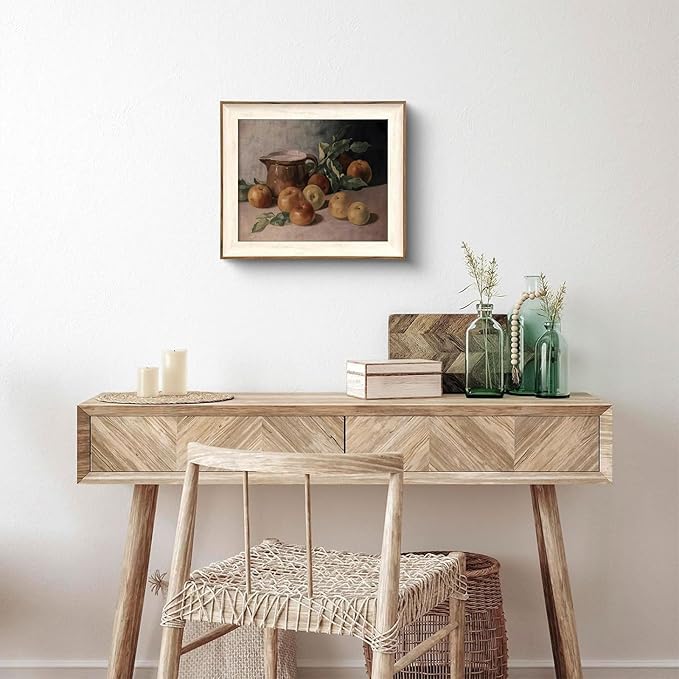 XOCUUI Vintage Aesthetic Room Decor, Harvest Apples Still Life Oil Painting Artwork Abstract Wall Pictures Prints, Farmhouse Fruit Wall Decor Bedroom Kitchen 8x10in Unframed