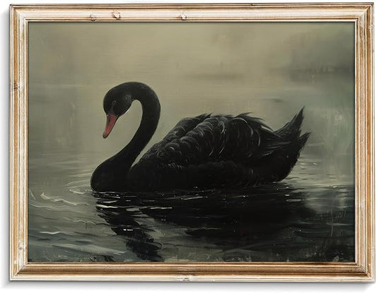 uniro Black Swan Retro Wall Art Gothic Home Decor Dark Academia Wall Art Prints Victorian Goth Print Dark Cottagecore Wall Art Moody Vintage Oil Painting Aesthetic