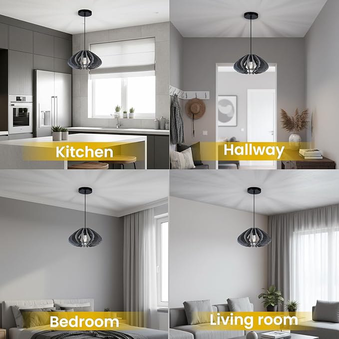 Pendant Light with Felt Lampshade, Modern Hanging Lamp Fixture, DIY Acoustic Pendant Light Chandeliers for Kitchen Island, Living Room, Dining Room, Bedroom, Office (D15.7"x8.3")