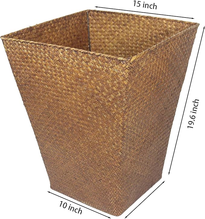 Taper Seagrass Planter - 20-Inch Tall Large Tree Planter - Handwoven Natural Square Basket for Indoor & Outdoor Plants - Stylish Decorative Flower Pot for Patio, Garden, and Home