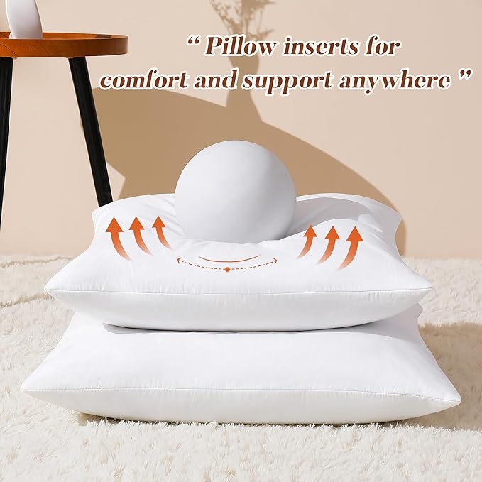 26x26 Euro Pillow Inserts Pack of 2, Decorative Feather Down Pillows with 100% Cotton Cover,Throw Pillow for Bed, Couch and Sofa.