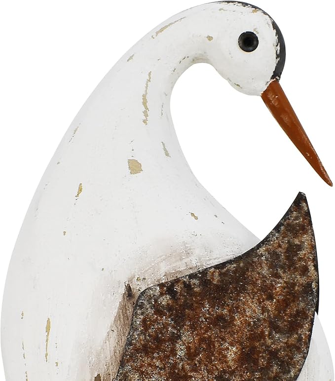 Veclotch 6.1"" H Nautical Wood Beach Sea Bird Table Statue Decorative Seabird Figurine Handmade Sculpture Rustic Distressed Farmhosue Nautical Bird Statue Sea Ocean Coastal Home Decoration (M)