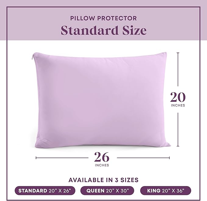 CirclesHome Pillow Protectors 4 Pack Standard Zippered - 100% Cotton Breathable Pillowcases - Protects Pillows from Dirt, Dust and Debris (Standard - Set of 4 - 20x26)