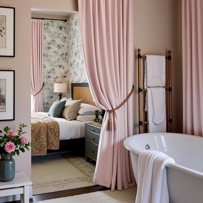 Lazzzy Velvet Blackout Curtains Thermal Insulated Room Window Drapes Super Soft Luxury Curtains for Living Room Bedroom Rod Pocket 2 Panels, Dusty Pink, 52" W x 84" L