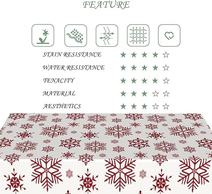 60x84 Inch Christmas Rectangle Tablecloth Winter Snowflakes Vintage Decoration Table Cloth Washable Durable Table Cover for Kitchen Dining Home Banquet Xmas Party Decor