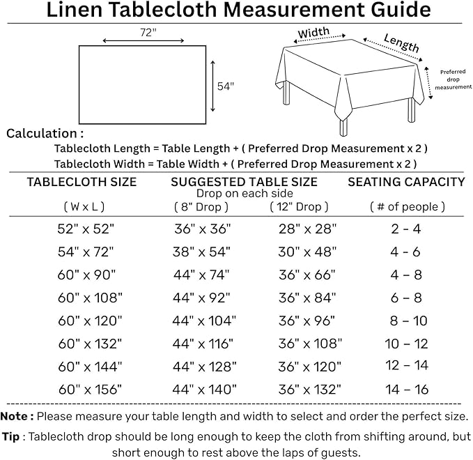 Solino Home Linen Tablecloth 54 x 72 Inch - 100% Pure Linen Chambray Brown Table Cloth for Rectangular Tables - Athena, Machine Washable Cloth Tablecloth for Fall, Autumn, Thanksgiving