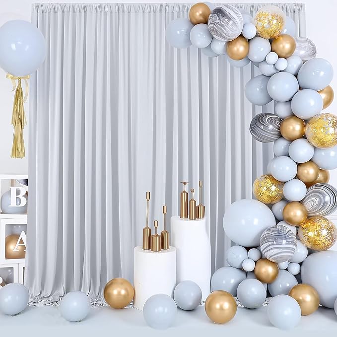30ft x 10ft Wrinkle Free Silver Backdrop Curtain for Parties, Thick Fabric Backdrop Drapes for Wedding Space Birthday Party Photography Background Baby Shower Decor
