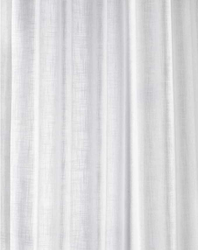 HPD Half Price Drapes Heavy Faux Linen Light Filtering Curtains for Bedroom 96 Inches Long (1 Panel) - Rod Pocket Curtains for Living Room - Window Curtains Home Decor - 50 X 96, Rice White
