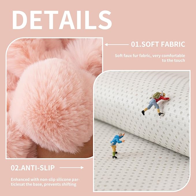 Faux Fur Couch Cover, Soft Warm Plush Sofa Couch Cover, Non Slip Sectional Sofa Slipcovers for L Shaped, Washable Furniture Protector for Kids, Dogs(Pink, 36"×83")