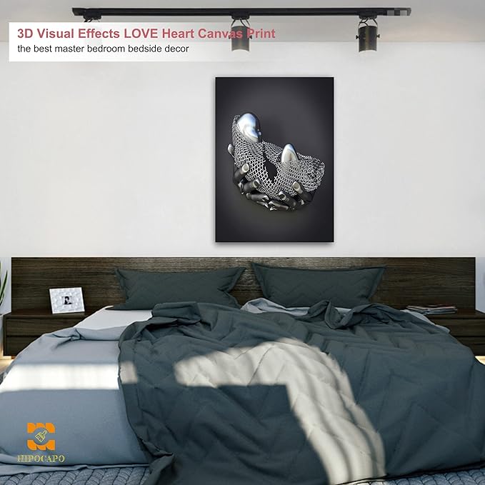 HIPOCAPO 3D Wall Art - Abstract Child in Hand Metal Effect Canvas for Bedroom Decor, Poster Prints Paintings Living Room Decor Framed 28''x40''x1Pcs 3d Art-01