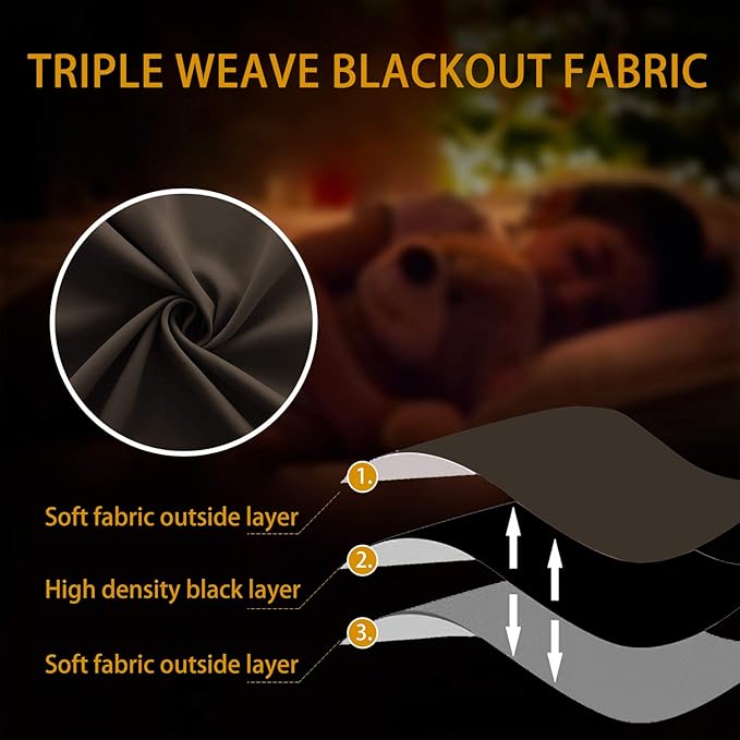 Brown Curtains 84 Inch Length 2 Panels Set Blackout Dark Chocolate Insulating Thermal Curtain for Winter Insulated,Grommets Floor Length Curtains for Bedroom Living Room Office