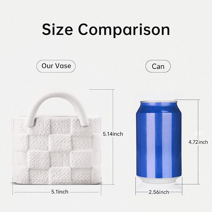 Ceramic Vase, Small Modern Flower Vase for Home Decor, Handbag Collection Creative Ceramic Floral Vases for Centerpieces, Flower Arrangement Decoration Shooting Props (A)