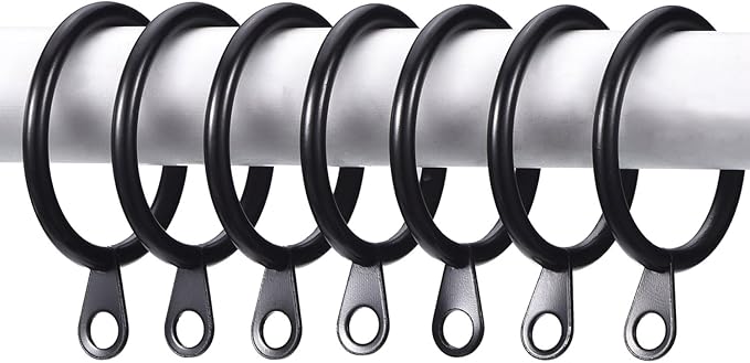 Shappy 20 Pack Metal Black Curtain Rings 1.2 inch Metal Hanging Rings for Curtains and Rods Drape Sliding Eyelet Rings Internal Diameter